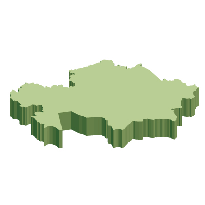 カザフスタン共和国無料フリーイラスト｜無地・立体(緑)